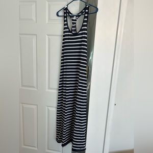 Blue and white stripe maxi dress size M